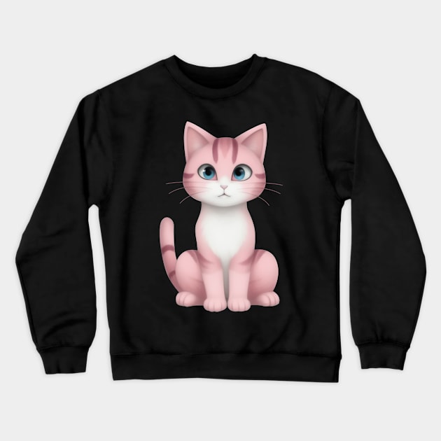 Sweet Pink Cat Crewneck Sweatshirt by Rishirt